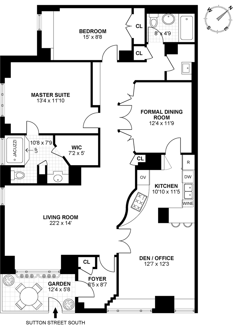 Floorplan for 60 Sutton Place South, 1DN