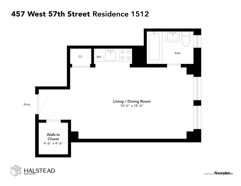 Floorplan for 457 West 57th Street, 1512