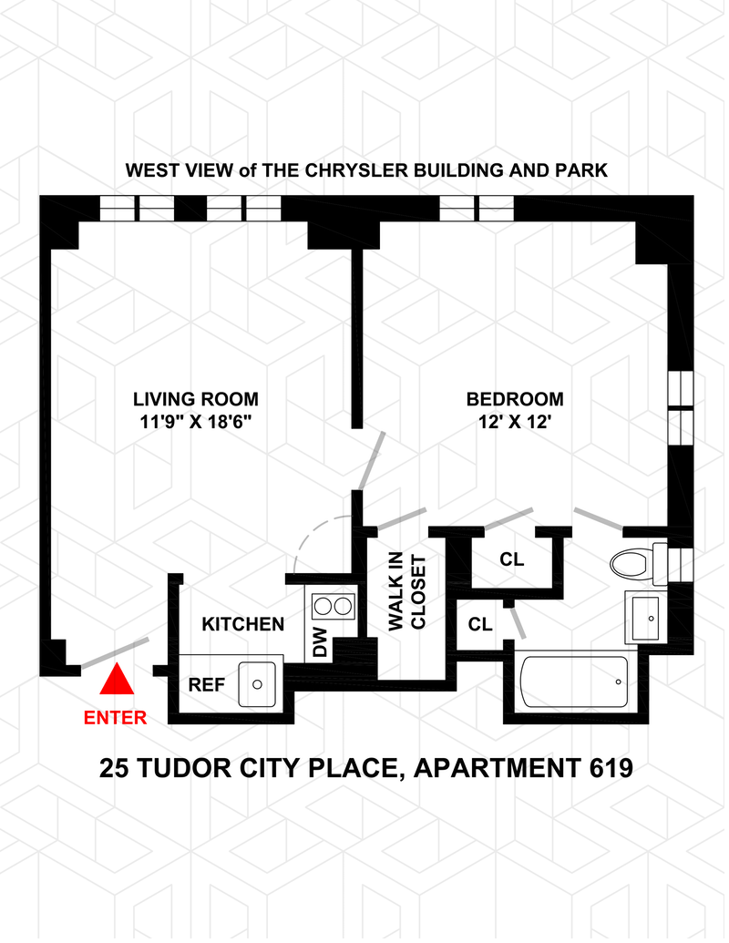 Floorplan for 25 Tudor City Place, 619