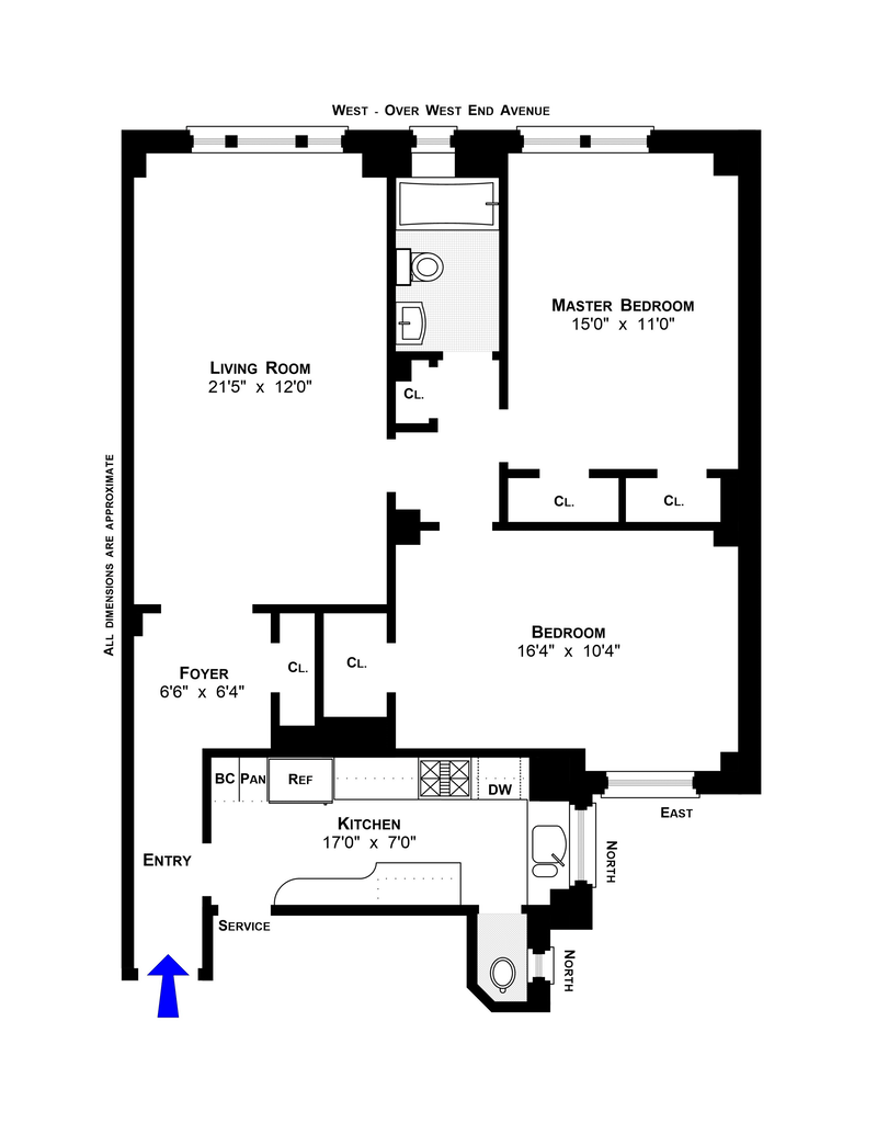 Floorplan for 588 West End Avenue, 5A