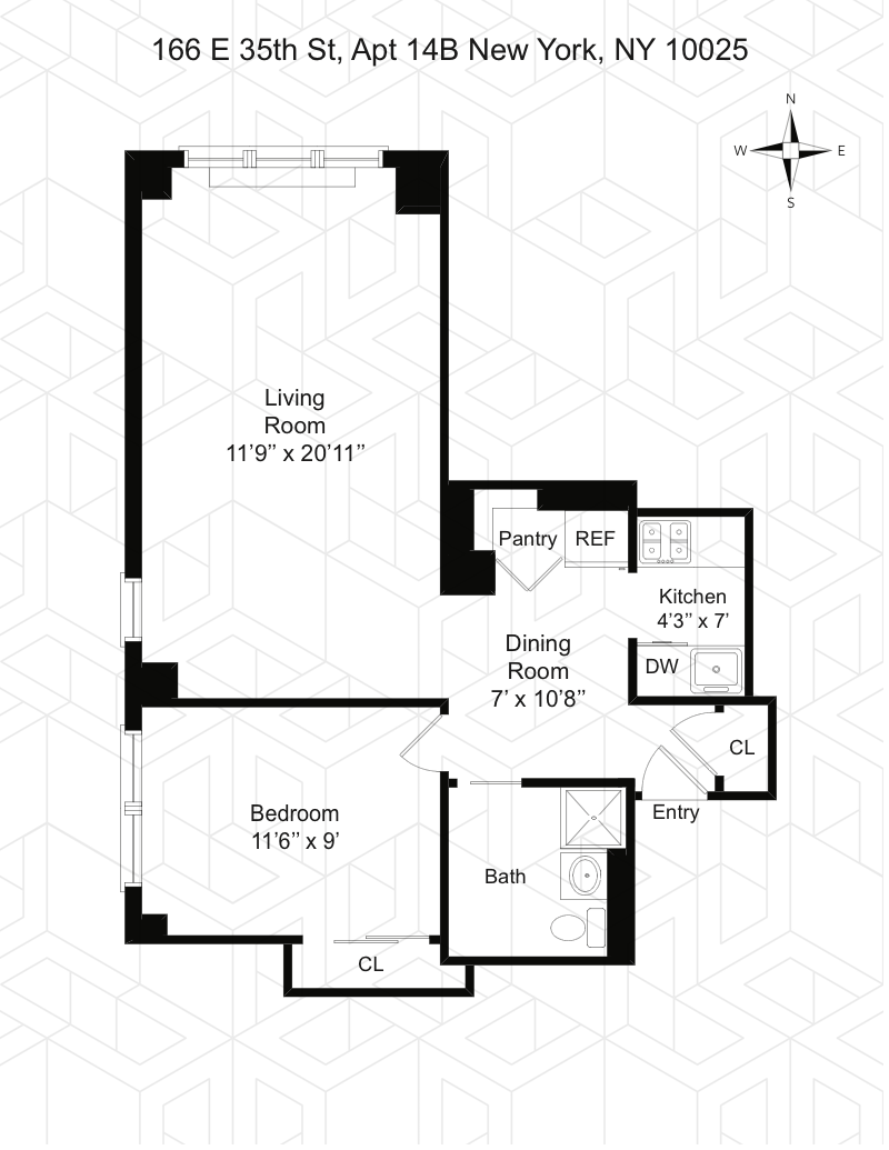 Floorplan for 166 East 35th Street, 14B