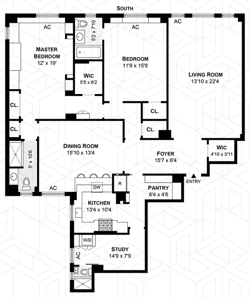 Floorplan for 161 West 75th Street, 9D