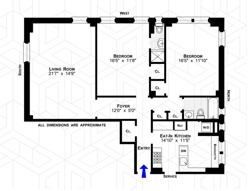 Floorplan for 415 Central Park West, 12B