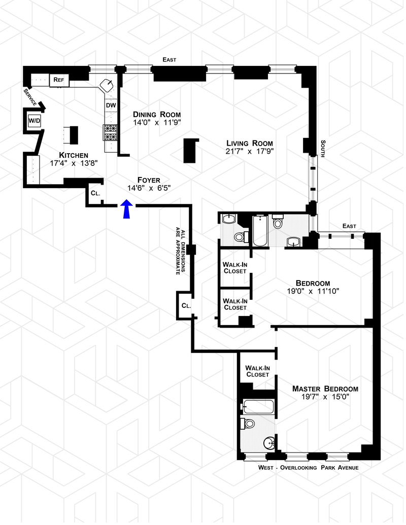 Floorplan for 1009 Park Avenue, 6B