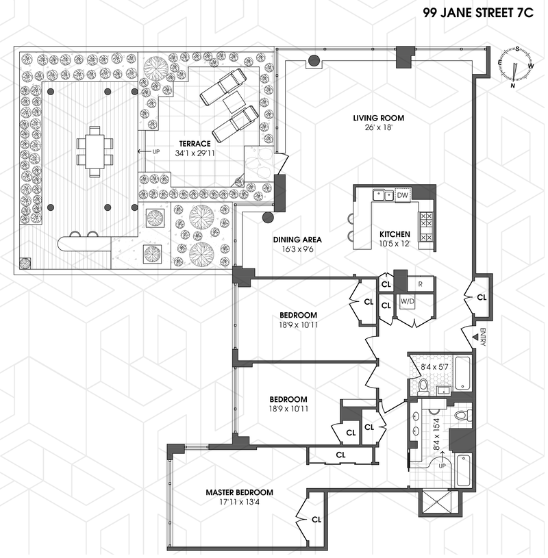Floorplan for 99 Jane Street, 7C