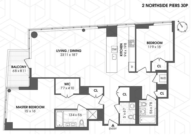 Floorplan for 2 Northside Piers, 30P