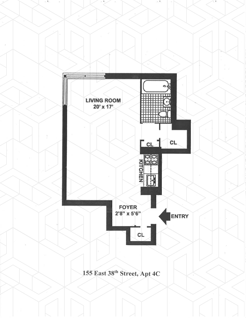 Floorplan for 155 East 38th Street, 4C