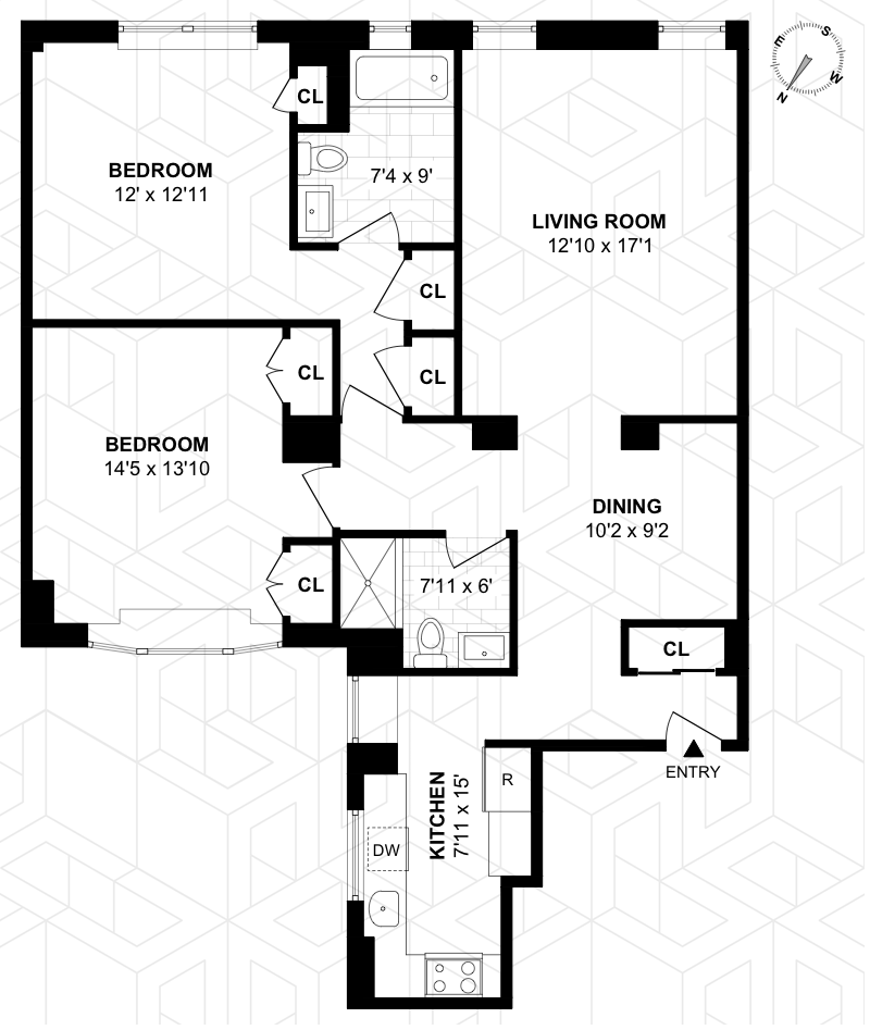 Floorplan for 260 West 72nd Street, 1C