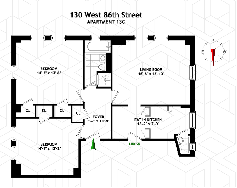 Floorplan for 130 West 86th Street, 13C