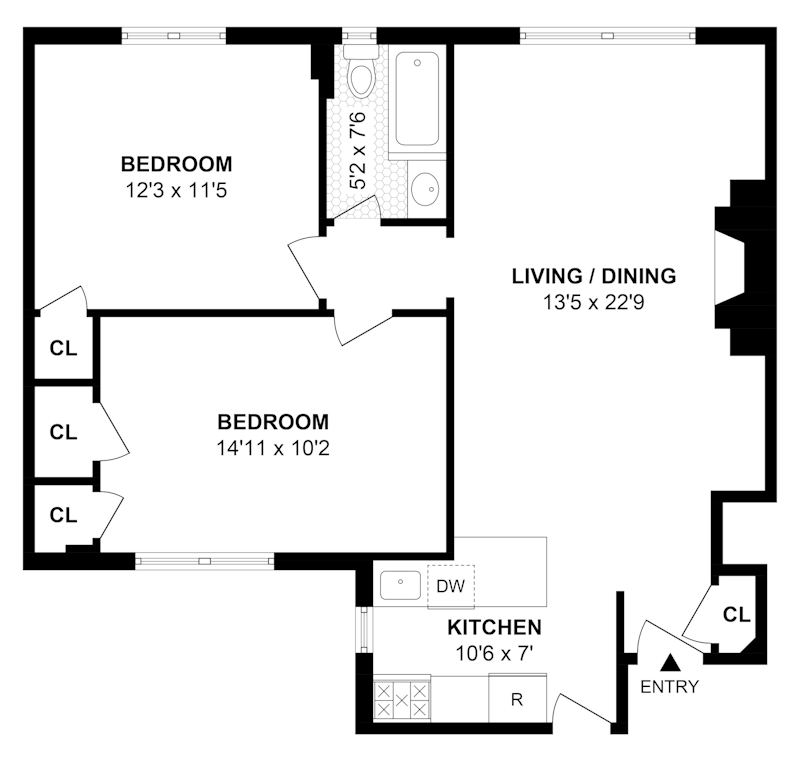 Floorplan for 251 West 71st Street, 1D
