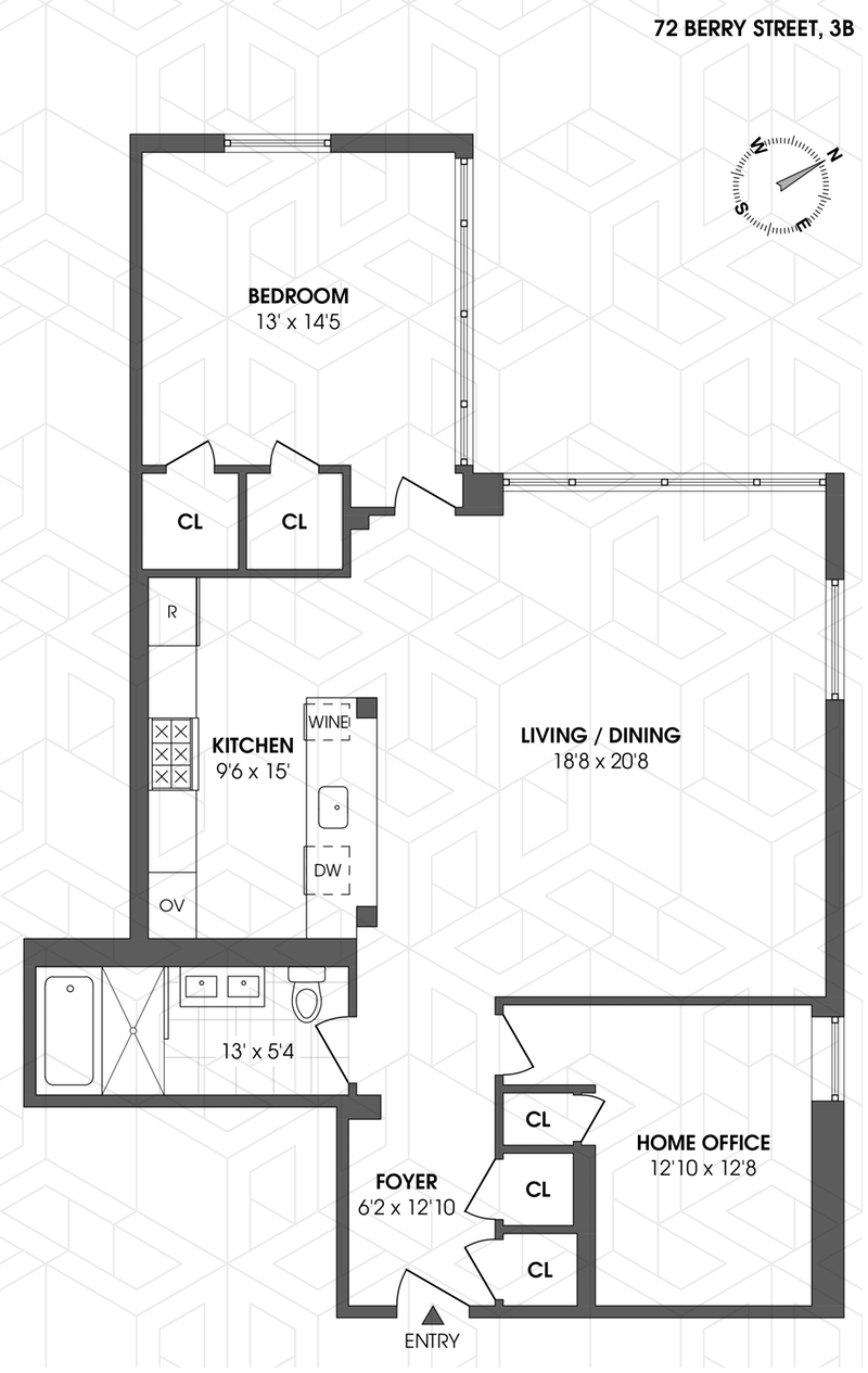 Floorplan for 72 Berry St, 3B