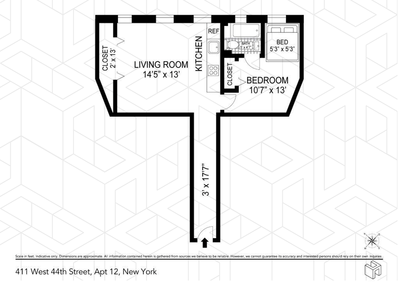 Floorplan for 411 West 44th Street, 12
