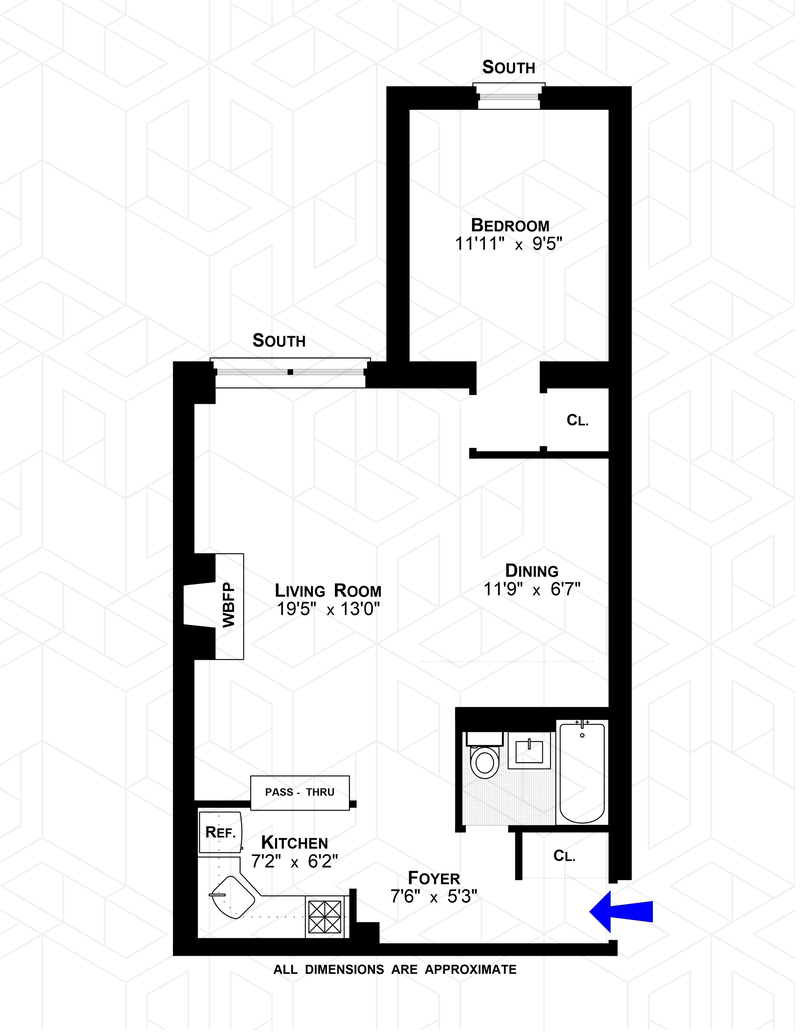 Floorplan for 304 West 88th Street, 2B
