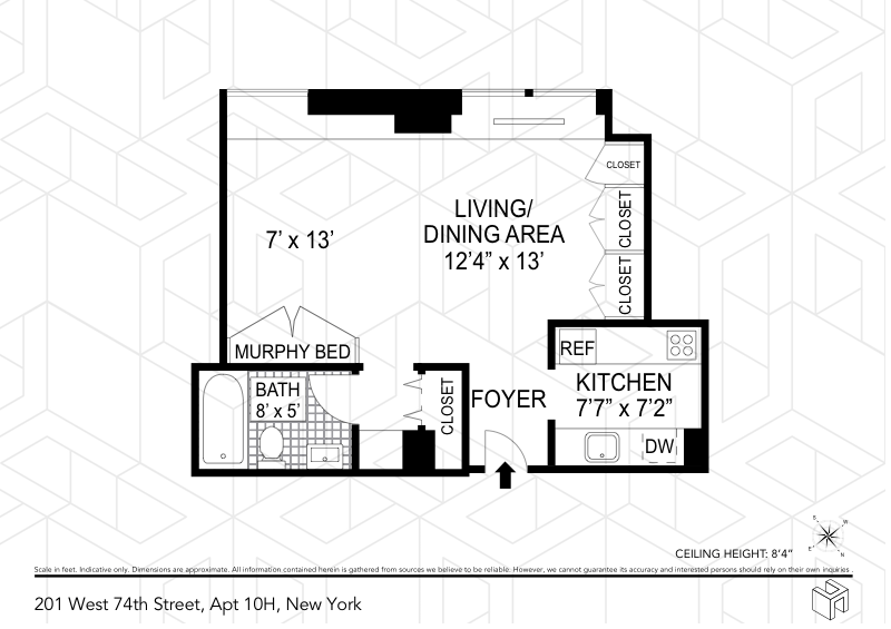 Floorplan for 201 West 74th Street, 10H
