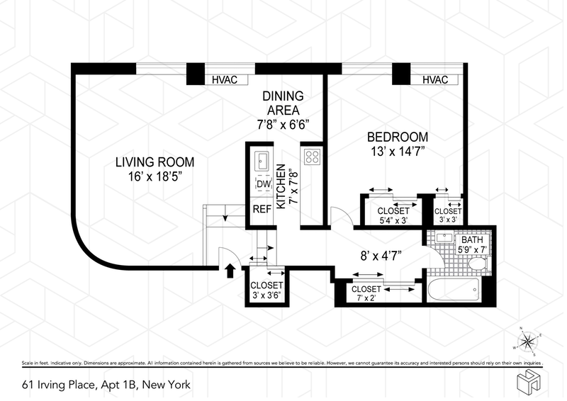 Floorplan for 61 Irving Place, 1B