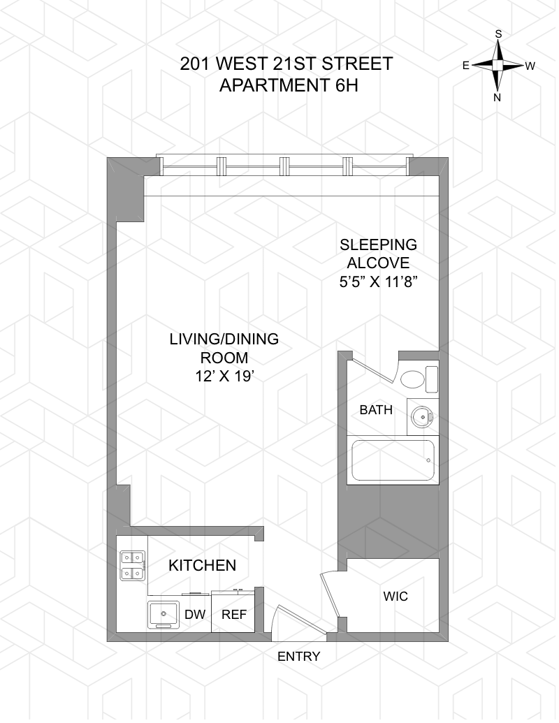 Floorplan for 201 West 21st Street, 6H