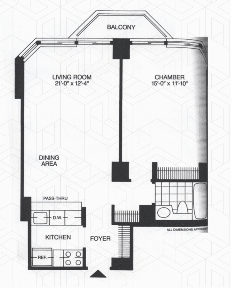 Floorplan for 500 West 43rd Street, 12H