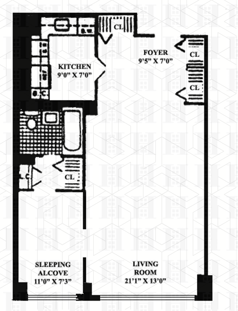 Floorplan for 444 East 75th Street, 1E