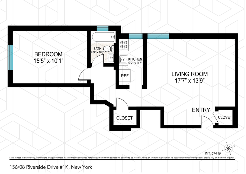 Floorplan for 156 -08 Riverside Dr W, 1K
