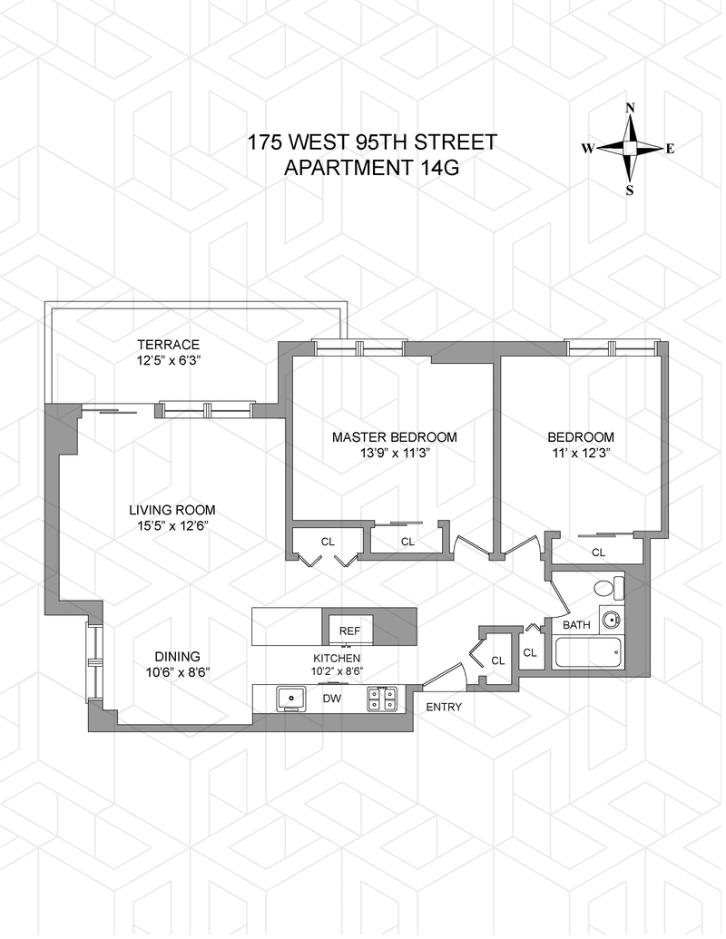Floorplan for 175 West 95th Street, 14G