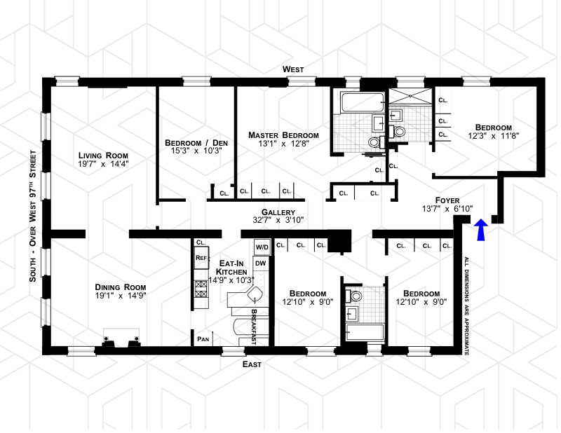 Floorplan for 229 West 97th Street, 7B