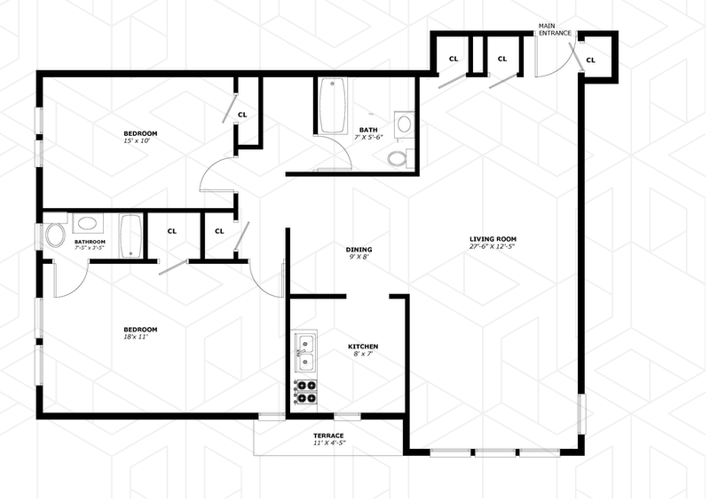 Floorplan for 3850 Hudson Manor Terrace, 4BW
