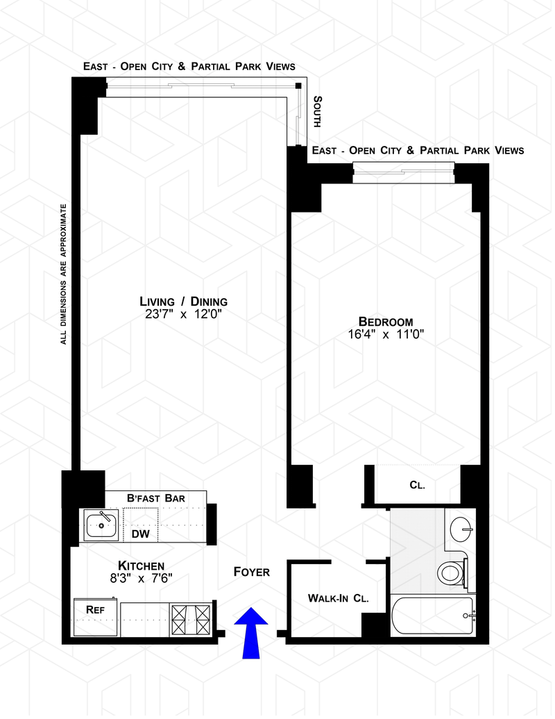 Floorplan for 225 West 83rd Street, 16D