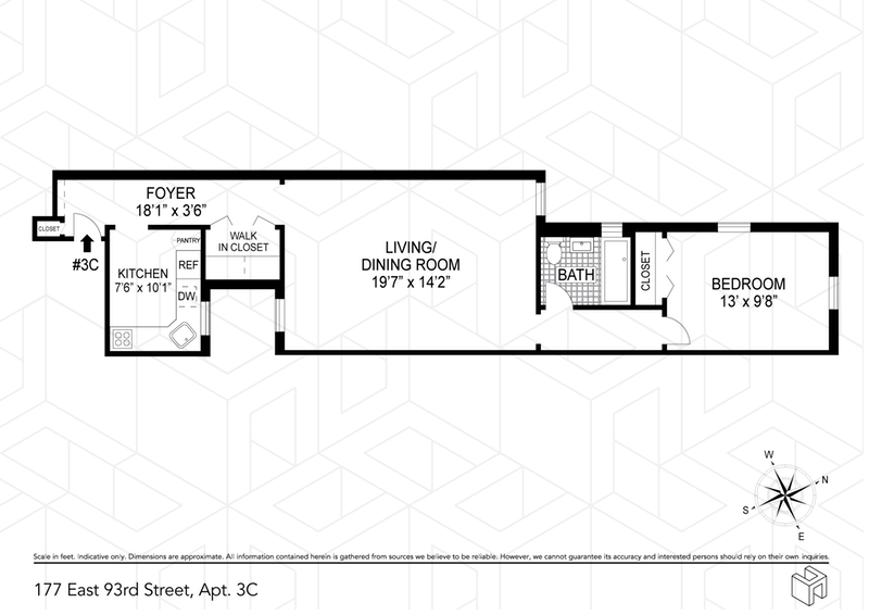 Floorplan for 177 East 93rd Street, 3C