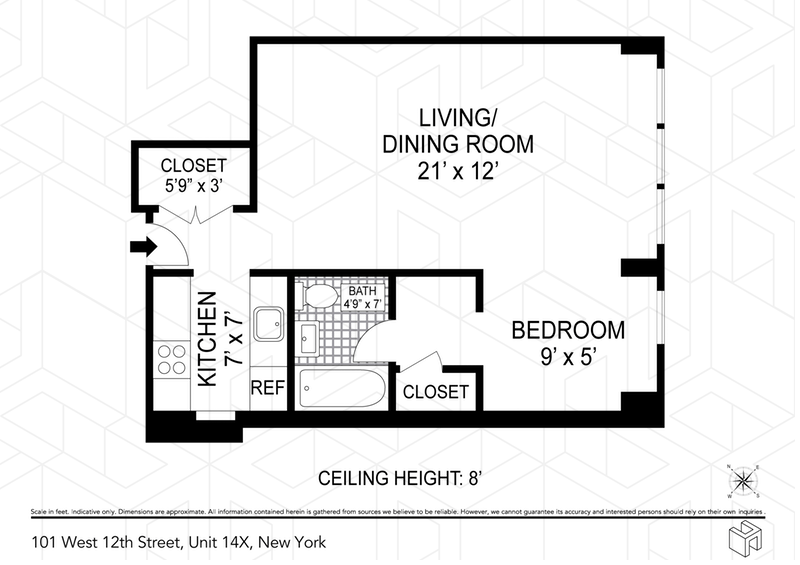 Floorplan for 101 West 12th Street, 14X