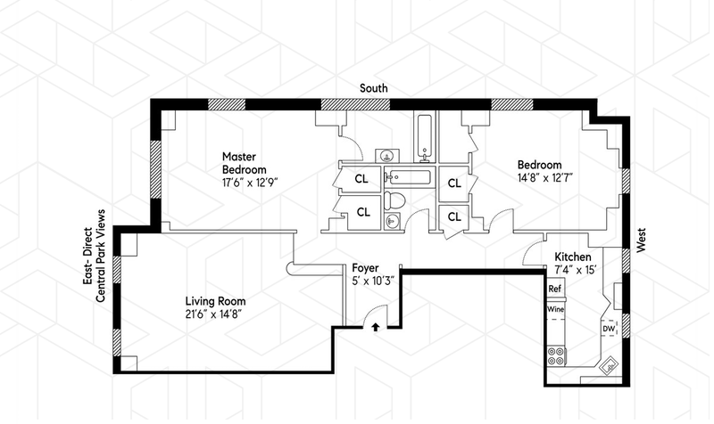 Floorplan for 25 Central Park West, 23O