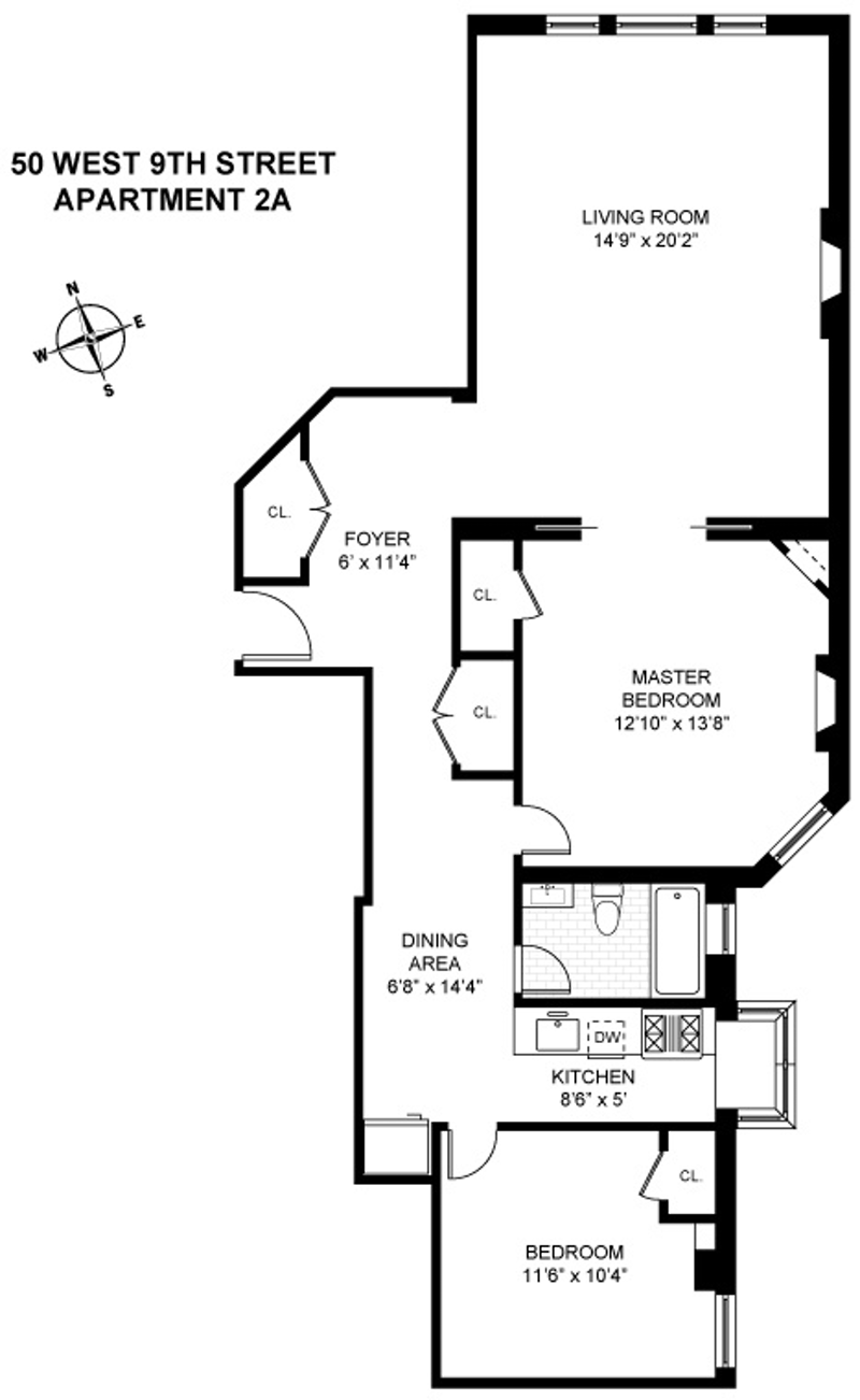 Floorplan for 50 West 9th Street, 2A