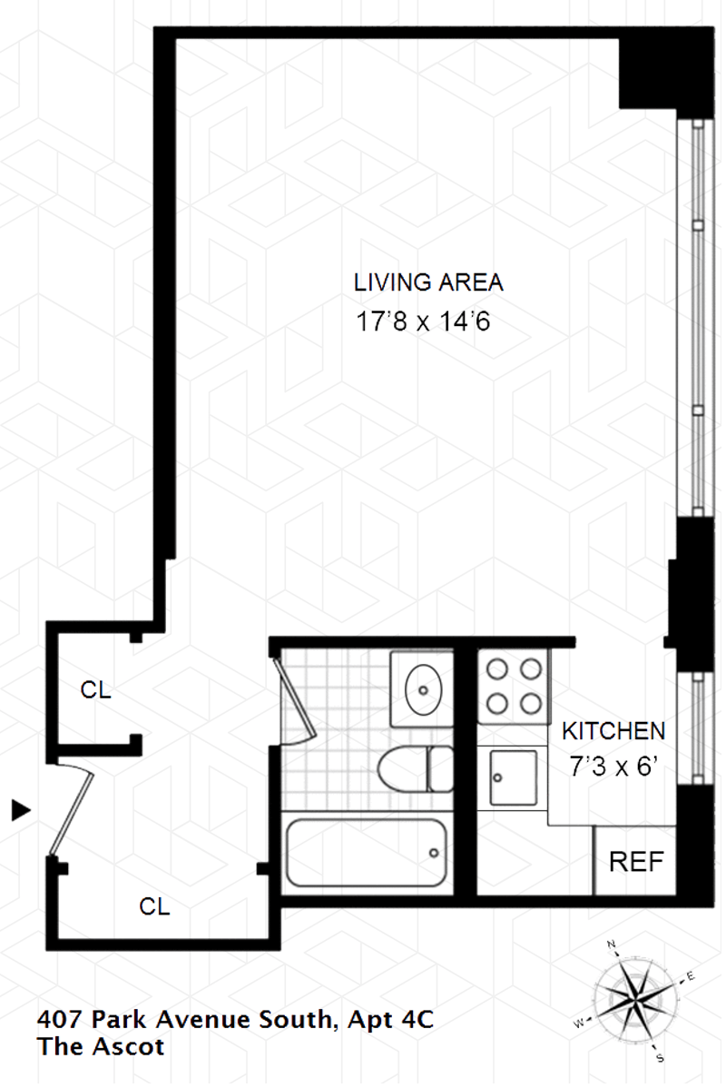 Floorplan for 407 Park Avenue South, 4C