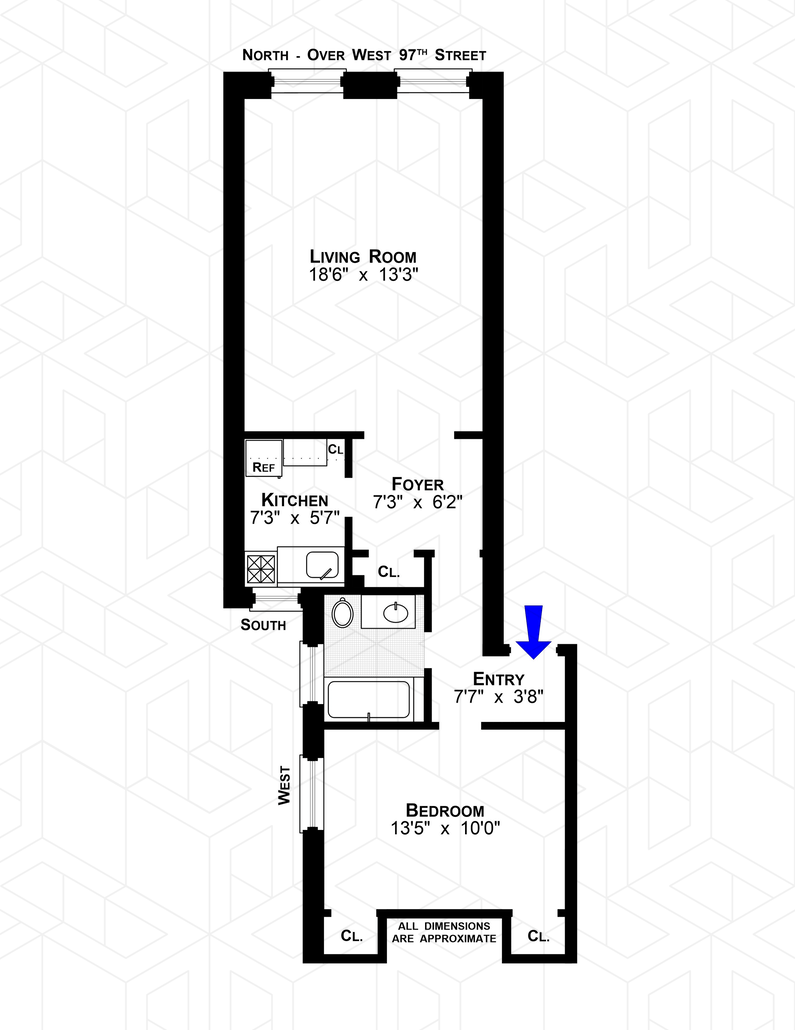 Floorplan for 26 West 97th Street, 3B