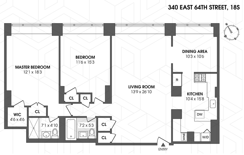 Floorplan for 340 East 64th Street, 18S