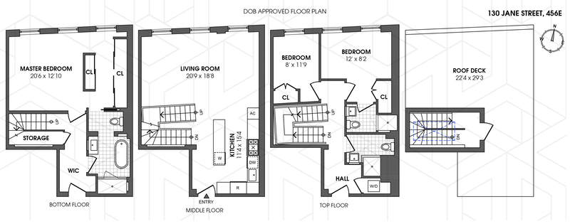 Floorplan for 130 Jane Street, 4/5/6E