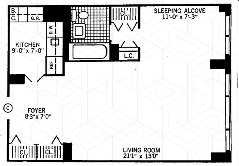 Floorplan for 444 East 75th Street, 8C