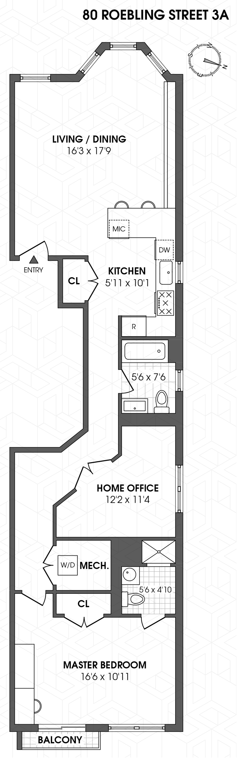 Floorplan for 80 Roebling Street, 3A