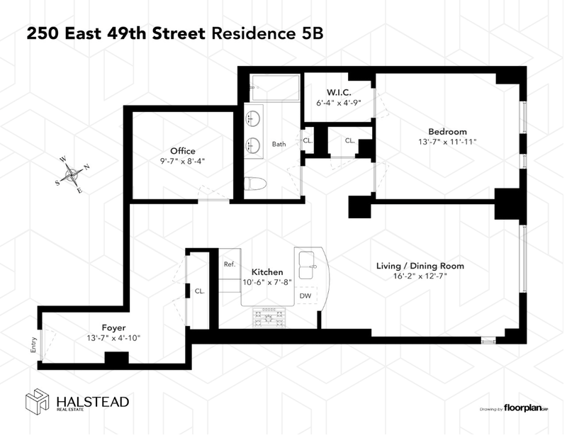 Floorplan for 250 East 49th Street, 5B