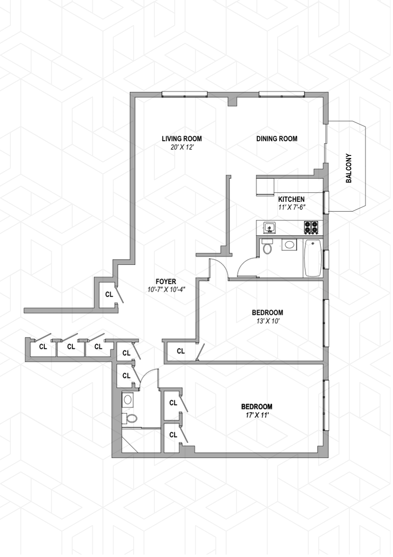 Floorplan for 2400 Johnson Avenue, 9E