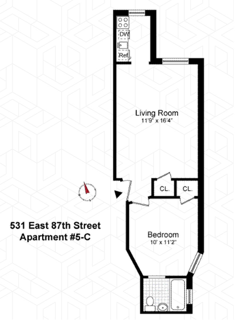 Floorplan for Renovated One Bedroom Gem