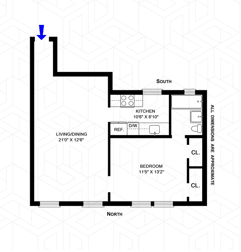 Floorplan for 245 West 75th Street, 6F