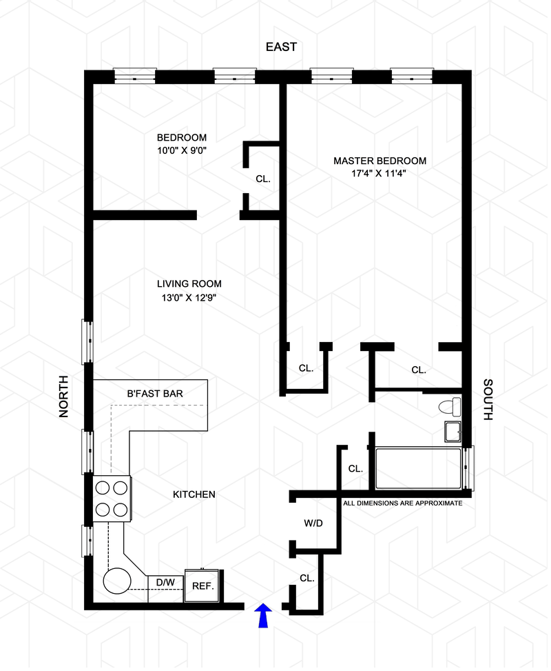 Floorplan for 211 West 102nd Street, 3C