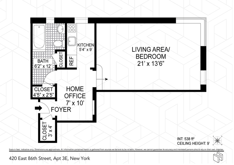 Floorplan for 420 East 86th Street, 3E
