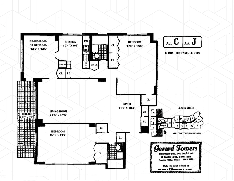 Floorplan for 70 -25 Yellowstone Blvd, 23C