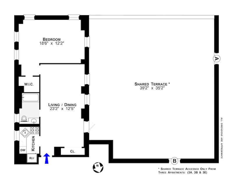 Floorplan for 340 West 55th Street, 3E