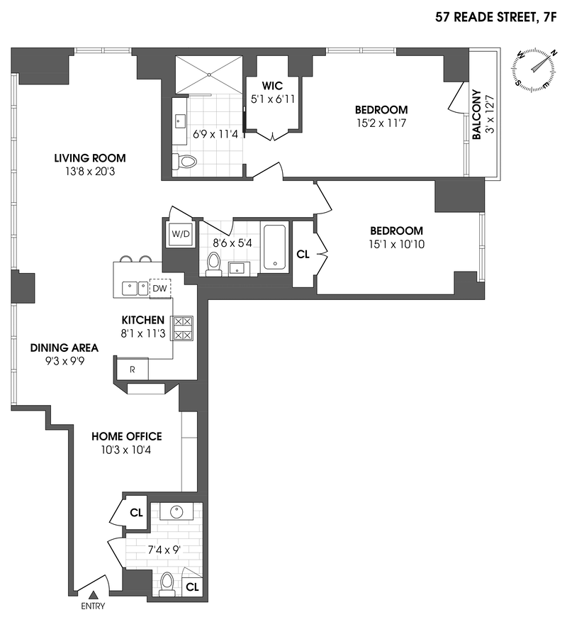 Floorplan for 57 Reade Street, 7F