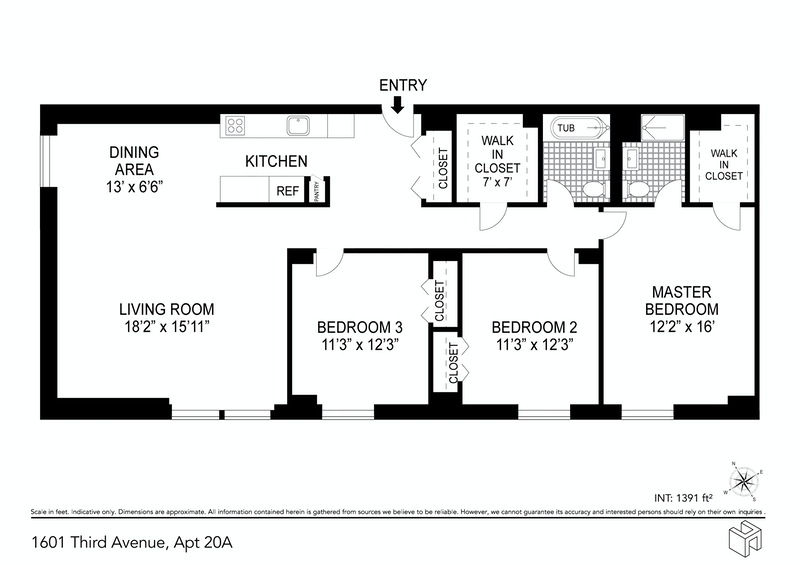 Floorplan for 1601 Third Avenue, 20A