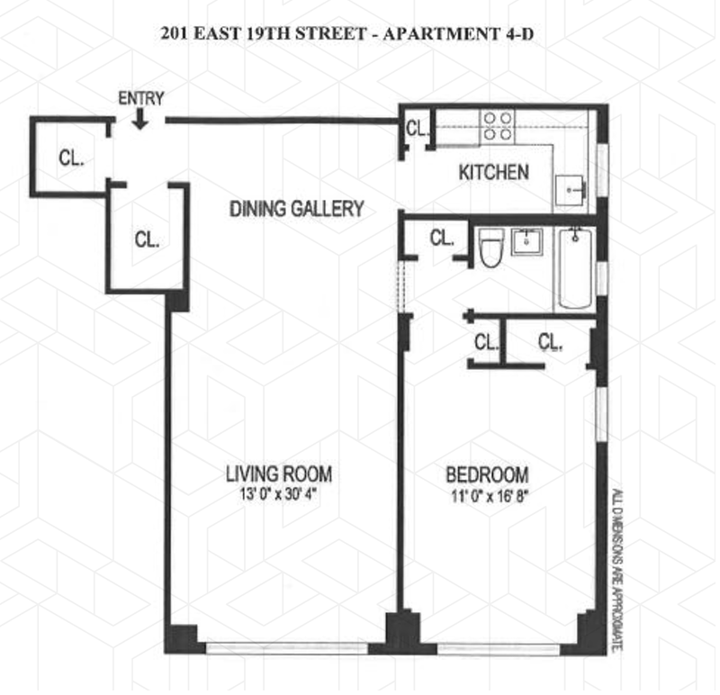 Floorplan for 201 East 19th Street, 4D