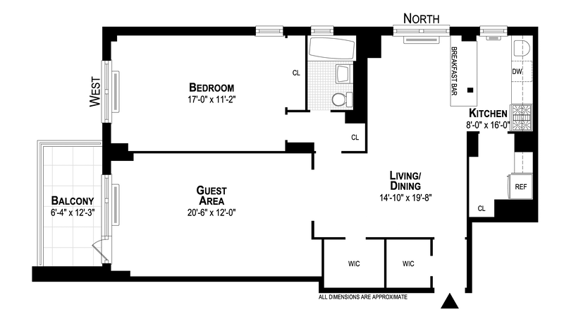 Floorplan for 165 West 66th Street, 15H