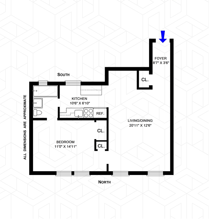 Floorplan for 245 West 75th Street, 1G